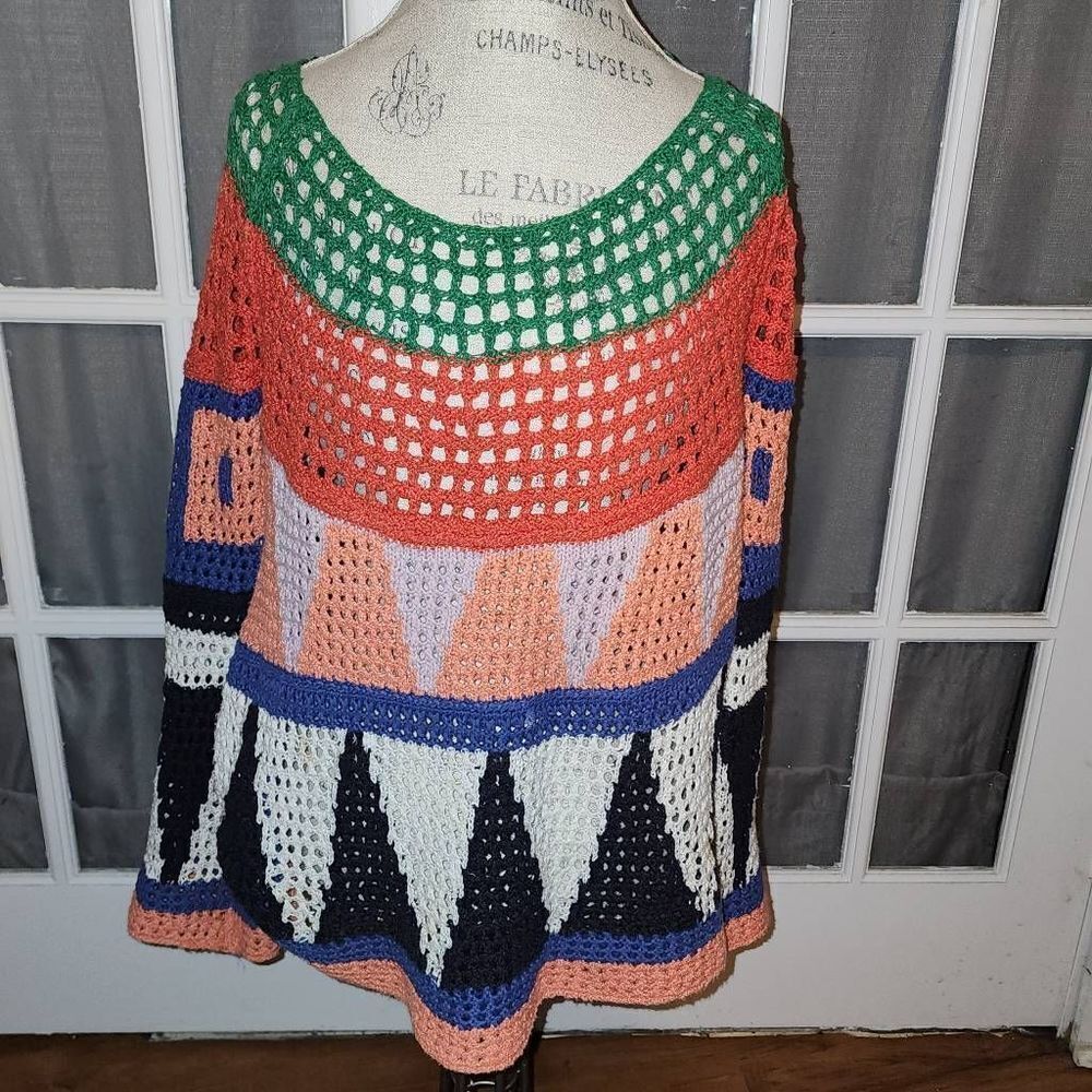 Free People Womens Modern Art Geo Knit Multi Combo‎ Sweater Medium